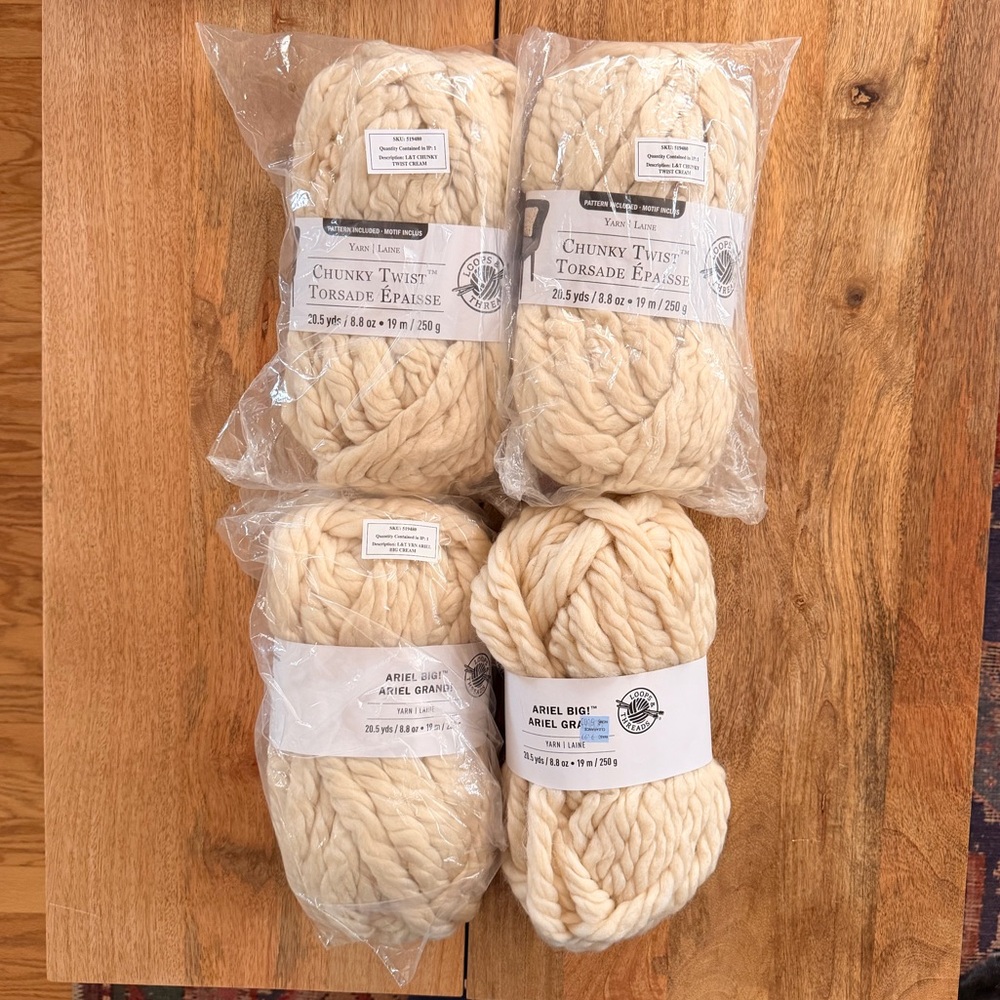 Bundle of Loops and Threads Cream Chunky Twist Yarn